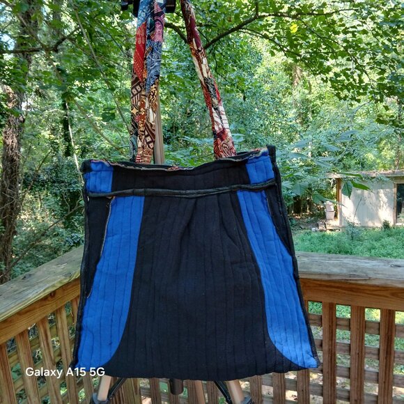 Quilted Boho Bali Patchwork Batik Handcrafted Tote with Deco Bow Zip Close NWOT - Picture 5 of 7